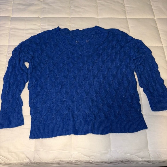 Vibrant Royal Blue Textured Knit Sweater - Picture 2 of 4